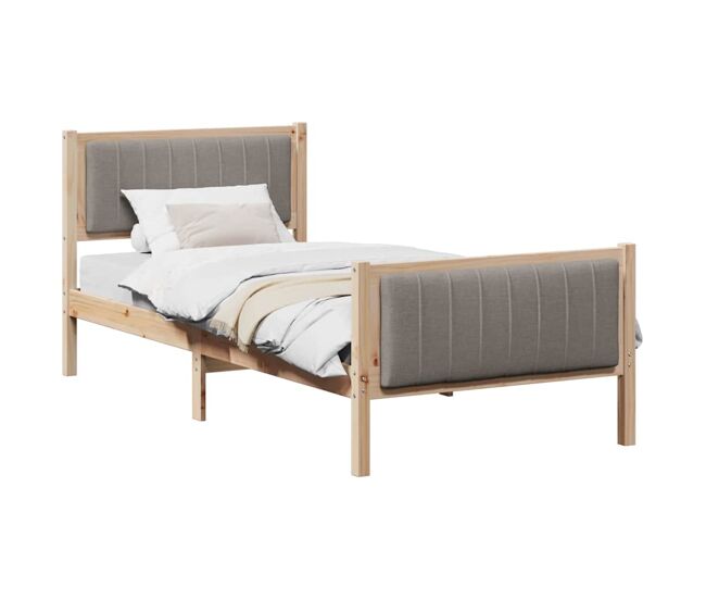 Estructura de cama simple para adultos con cabecera - marrón y taupe 90 x 190 cm