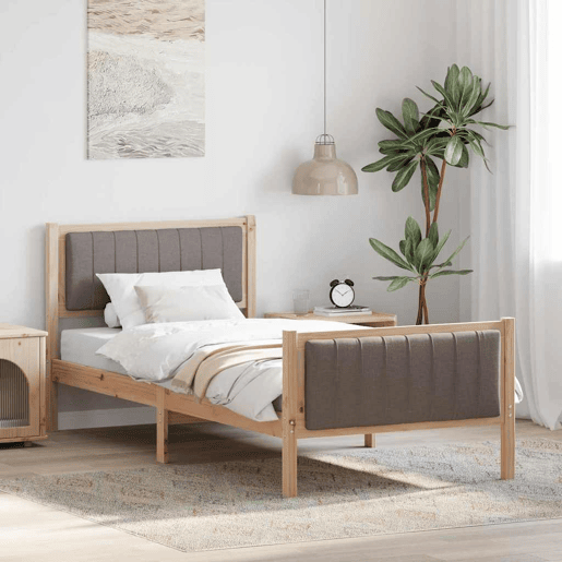 Estrutura de cama de solteiro para adultos com cabeceira Marrom e taupe 90 x 190 cm