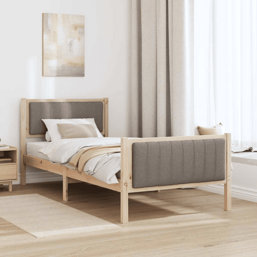 Estrutura de cama de solteiro para adultos com cabeceira Marrom e taupe 90 x 190 cm
