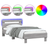 Estrutura de cama de solteiro moderno c cabeceiraluzes LED 90x200 cm cinza sonoma