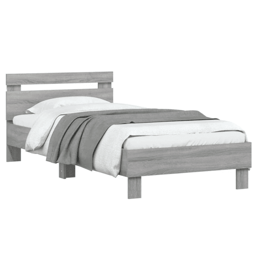 Estrutura de cama de solteiro moderno c cabeceiraluzes LED 90x200 cm cinza sonoma Estrutura de cama de solteiro moderno c cabeceiraluzes LED 90x200 cm cinza sonoma