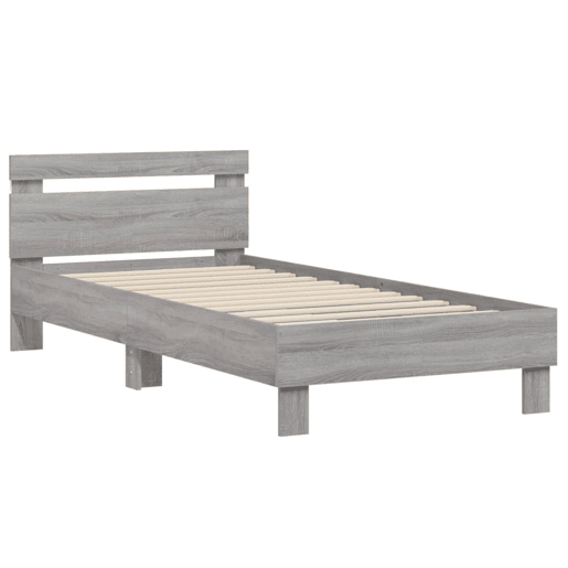 Estrutura de cama de solteiro moderno c cabeceiraluzes LED 90x200 cm cinza sonoma Estrutura de cama de solteiro moderno c cabeceiraluzes LED 90x200 cm cinza sonoma
