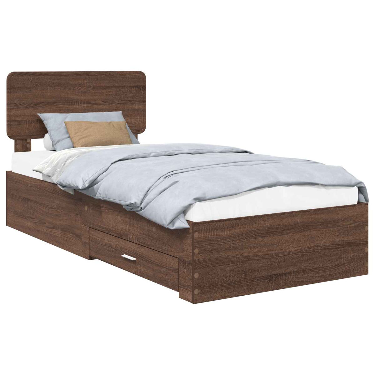 Estructura de cama simple para adultos 78x193 Roble