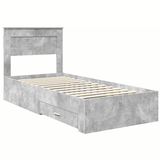 Estrutura de cama de solteiro para adultos - Cinzento 100 x 200 cm Madeira processada