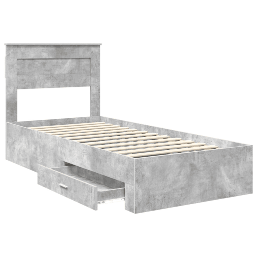 Estrutura de cama de solteiro para adultos - Cinzento 100 x 200 cm Madeira processada