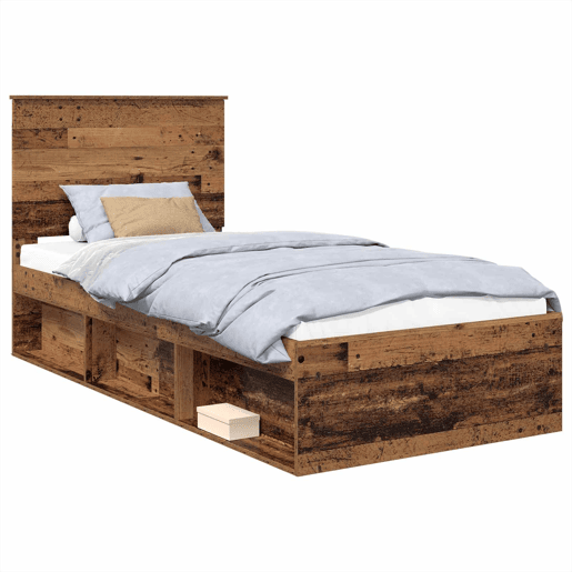 Estrutura de cama de solteiro para adultos com cabeceira Madeira antiga 75 x 190 cm