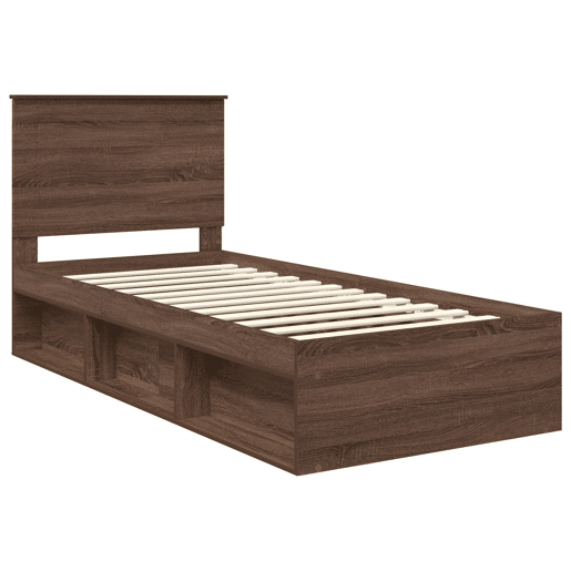 Estrutura de cama de solteiro moderno com cabeceira - Carvalho Marrom 75 x 190 cm