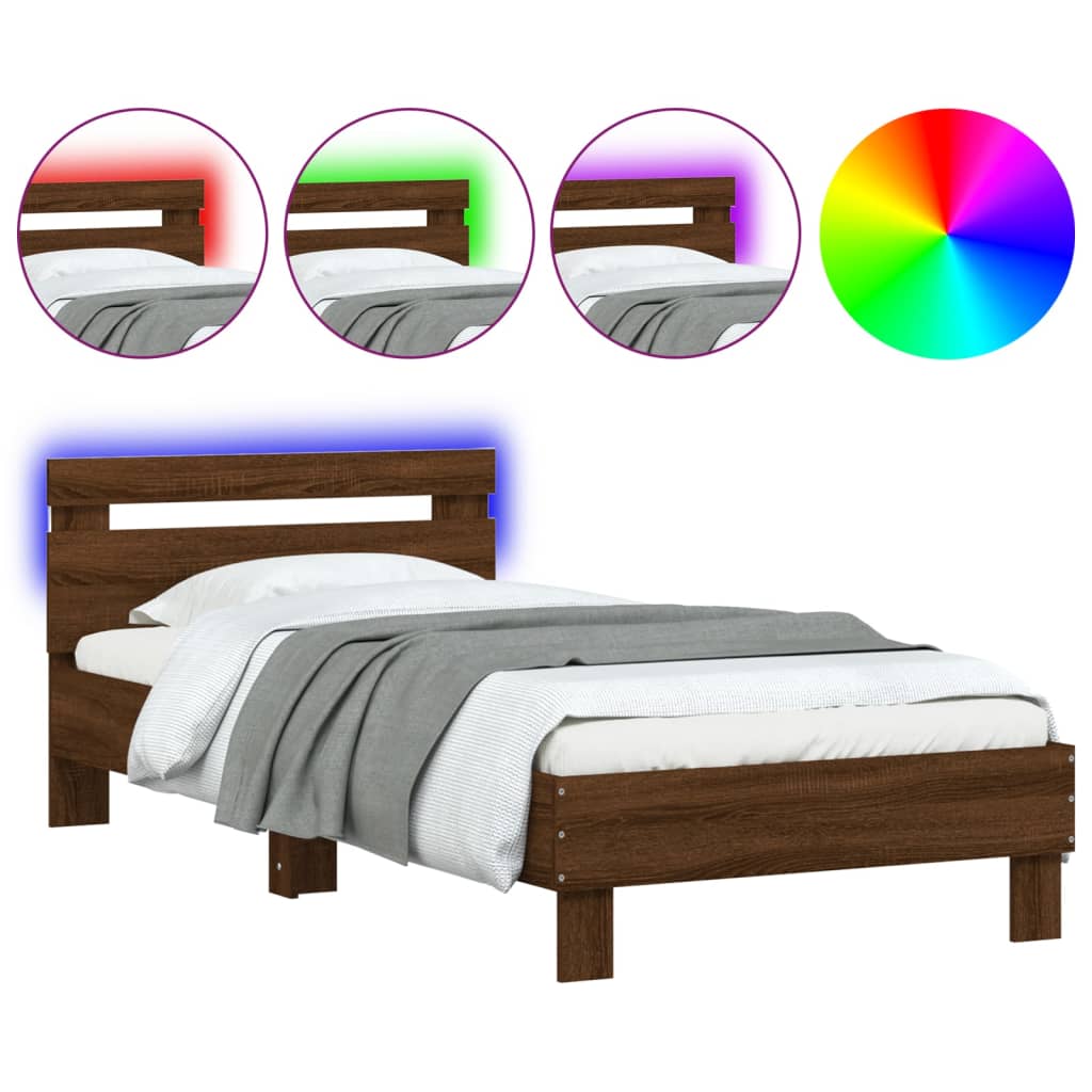 Estructura de cama individual para adultos 95x203 Roble