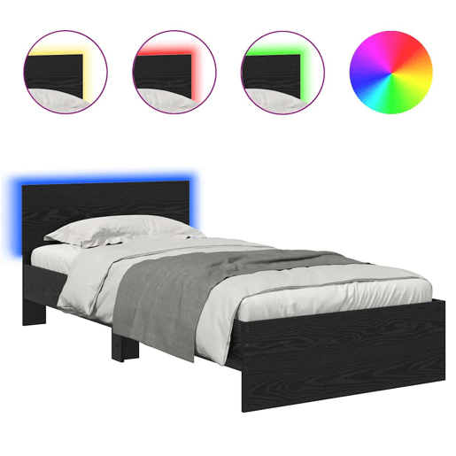 Estrutura de cama de solteiro para adultos com Cabeceira - Carvalho Preto 100 x 200 cm