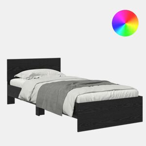 Estrutura de cama de solteiro para adultos com Cabeceira - Carvalho Preto 100 x 200 cm