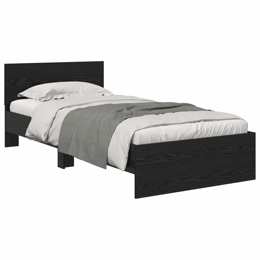 Estrutura de cama de solteiro para adultos com Cabeceira - Carvalho Preto 100 x 200 cm
