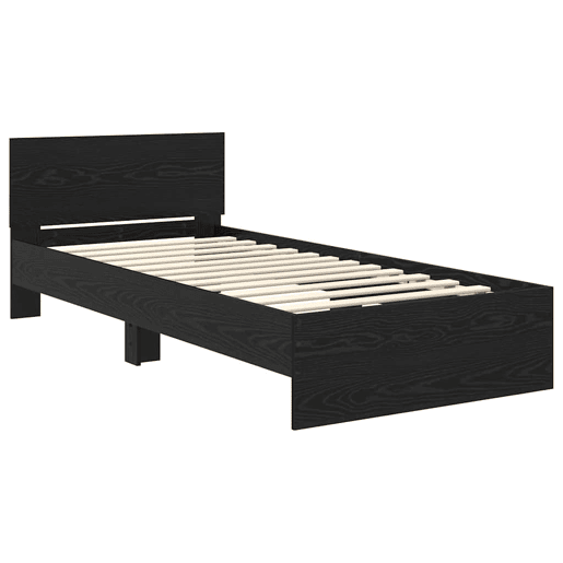 Estrutura de cama de solteiro para adultos com Cabeceira - Carvalho Preto 100 x 200 cm