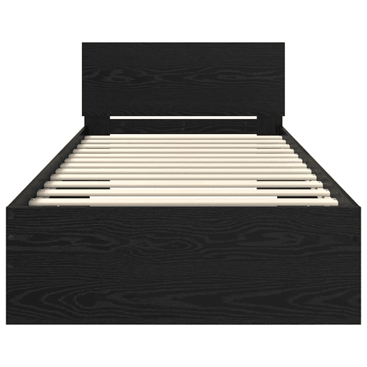 Estrutura de cama de solteiro para adultos com Cabeceira - Carvalho Preto 100 x 200 cm
