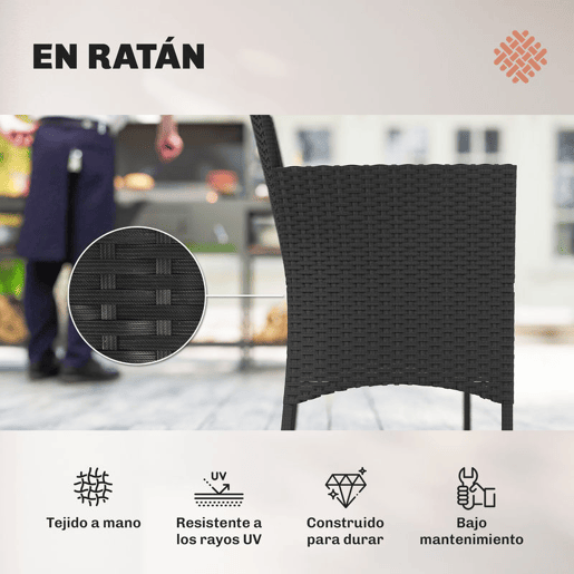 Outsunny Conjunto de Jardim Exterior em Vime com Almofadas Conjunto de Terraço Resistente às Intempéries Móveis de Jardim Exterior com 2 Poltronas Sofá de 2 Lugares Mesa com Vidro Preto e Creme