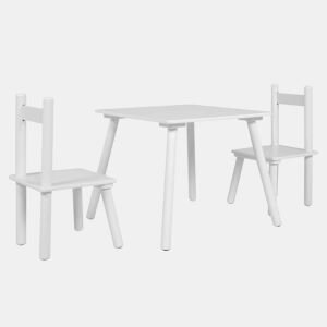 Mesa infantil com 2 cadeiras origami, escrivaninha infantil, brinquedoteca para quarto de bebê, branco fosco