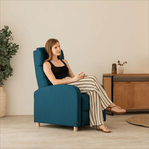 Poltrona Reclinável Verona Nalui relax reclinável em tela (63x96,5x79 cm) azul