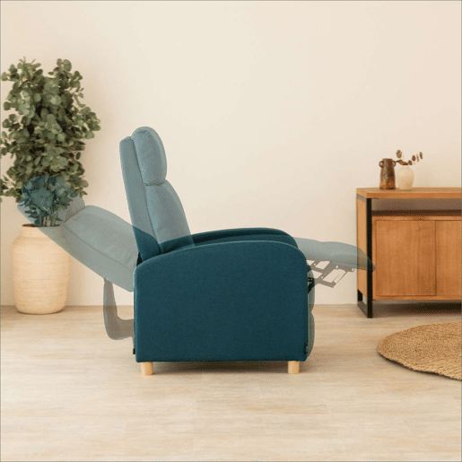 Poltrona Reclinável Verona Nalui relax reclinável em tela (63x96,5x79 cm) azul