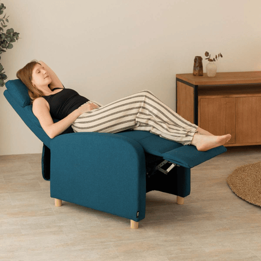 Poltrona Reclinável Verona Nalui relax reclinável em tela (63x96,5x79 cm) azul