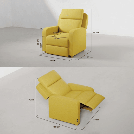 Poltrona Reclinável One Fabric Nalui relax reclinável (77x87x98 cm) Amarillo