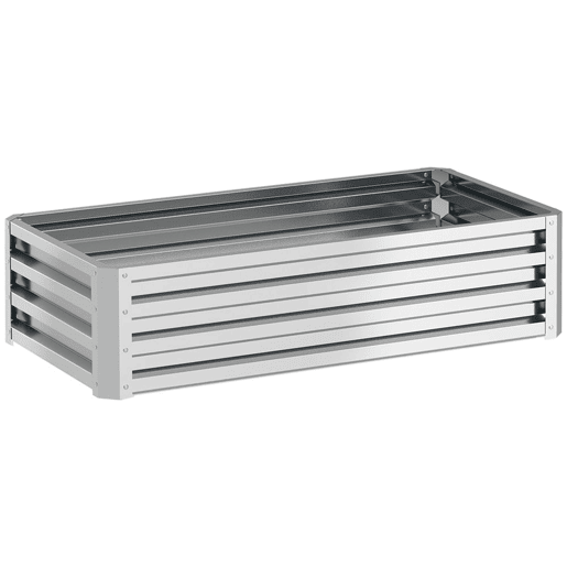Outsunny Caixa de Plantio de Aço Galvanizado Horta para Cultivar Plantas Flores Ervas Floreira Exterior Retangular com Fundo Aberto 120x60x30,5 cm Prata