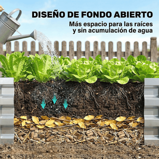 Outsunny Caixa de Plantio de Aço Galvanizado Horta para Cultivar Plantas Flores Ervas Floreira Exterior Retangular com Fundo Aberto 120x60x30,5 cm Prata