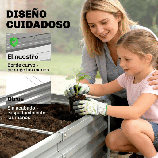 Outsunny Caixa de Plantio de Aço Galvanizado Horta para Cultivar Plantas Flores Ervas Floreira Exterior Retangular com Fundo Aberto 120x60x30,5 cm Prata