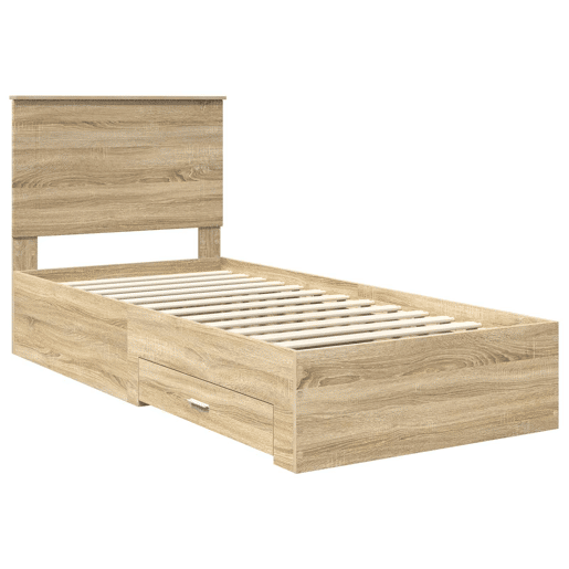 Estrutura de cama de solteiro moderno com cabeceira - Carvalho Sonoma 90 x 190 cm