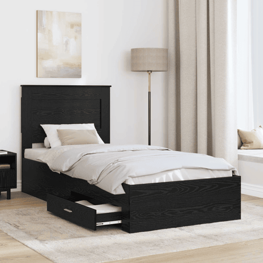 Estrutura de cama de solteiro para adultos com gaveta com cabeceira Madeira processada