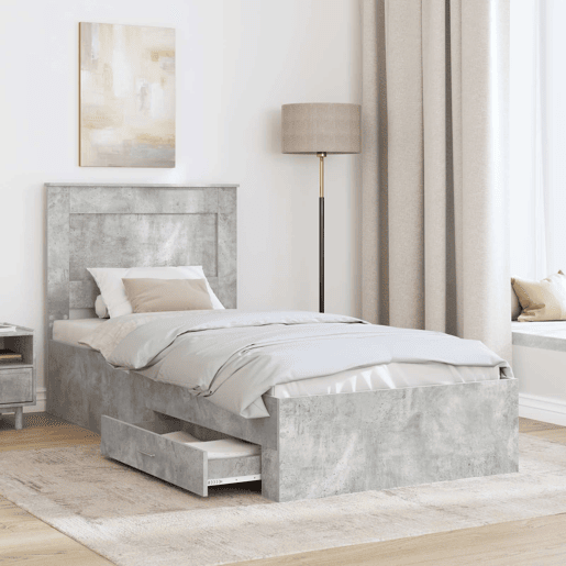 Estrutura de cama de solteiro para adultos com gaveta com cabeceira Madeira processada