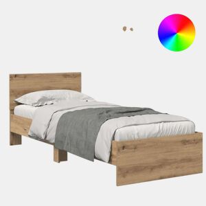 Estrutura de cama de solteiro moderno com cabeceira - Carvalho Artesanal 75 x 190 cm