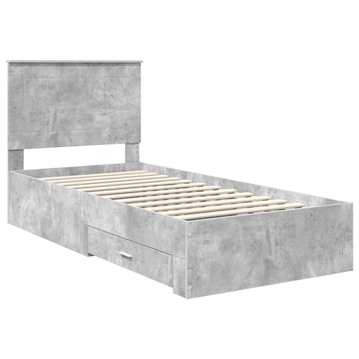 Estrutura de cama de solteiro para adultos - Cinzento 100 x 200 cm Madeira processada