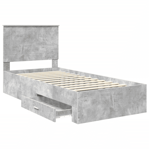 Estrutura de cama de solteiro para adultos - Cinzento 100 x 200 cm Madeira processada