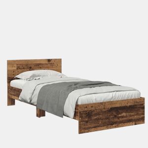 Estrutura de cama de solteiro para adultos com Cabeceira - Madeira Antiga 100 x 200 cm