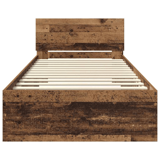 Estrutura de cama de solteiro para adultos com Cabeceira - Madeira Antiga 100 x 200 cm