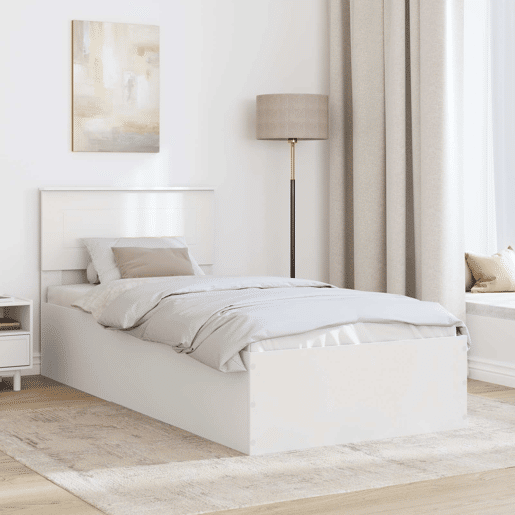 Estrutura de cama de solteiro para adultos - Branco 75 x 190 cm Madeira processada