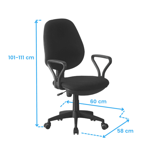Cadeira de escritório ou mesa, com apoio de braços, altura ajustável, tecido preto, 58x101-111x60 cm Cadeira de escritório ou mesa, com apoio de braços, altura ajustável, tecido preto, 58x101-111x60 cm
