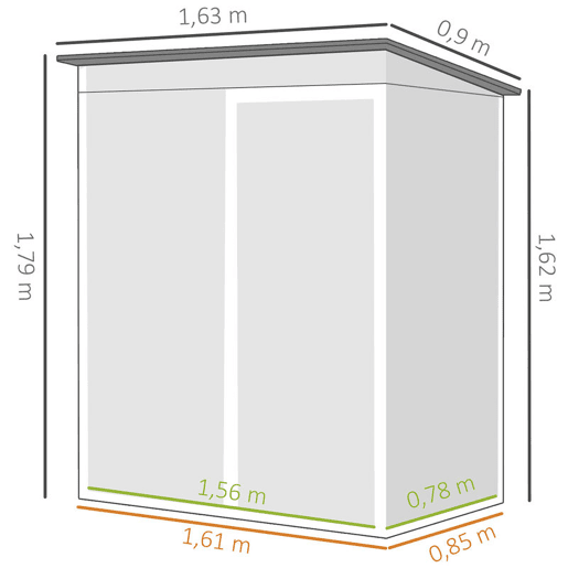 Outsunny Abrigo de Jardim Exterior 1,37 m², 163x90x179 cm, Cobertura Metálica com Porta com Fechadura e Grelhas de Ventilação, para Armazenamento de Ferramentas, Verde
