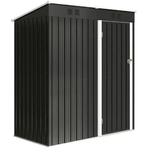 Outsunny Abrigo de Jardim Exterior 1,37 m² 163x90x179 cm, Abrigo de Jardim Metálico com Porta com Fechadura e Grelhas de Ventilação, para Armazenamento de Ferramentas, Cinzento Escuro