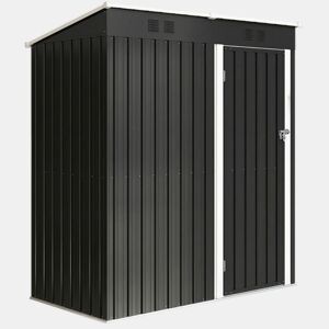 Outsunny Abrigo de Jardim Exterior 1,37 m² 163x90x179 cm, Abrigo de Jardim Metálico com Porta com Fechadura e Grelhas de Ventilação, para Armazenamento de Ferramentas, Cinzento Escuro