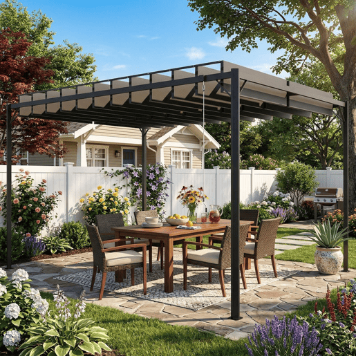Outsunny Pérgola de Jardim 3x4 m, Gazebo com Teto de Lâminas Orientáveis, Estrutura de Metal, Proteção UPF50+, para Exterior, Terraço, Cinzento Escuro