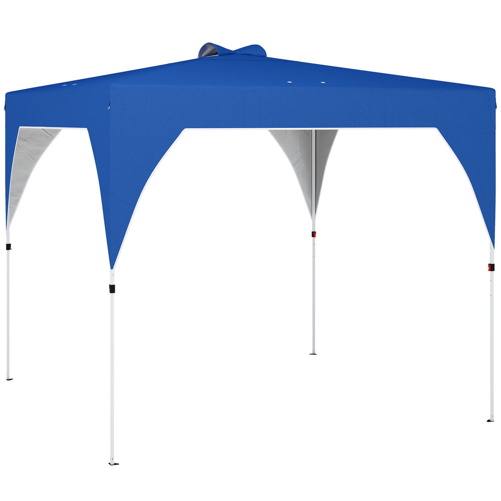 Outsunny carpa plegable 3x3 m, pop-up, cenador pabellón de jardín con ventilación superior, bloqueo central, upf50+, altura ajustable 3 niveles, bolsa transporte con ruedas, sacos de arena, azul