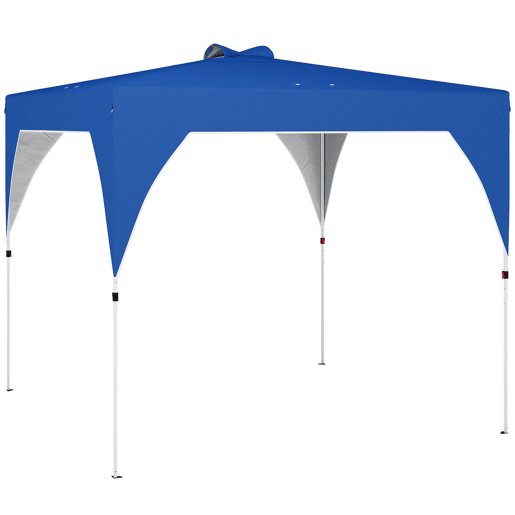 Outsunny Tenda Dobrável 3x3 m Pop-up Tenda de Jardim com Ventilação Superior Bloqueio Central UPF50+ Altura Ajustável 3 Níveis Bolsa de Transporte com Rodas Sacos de Areia Azul