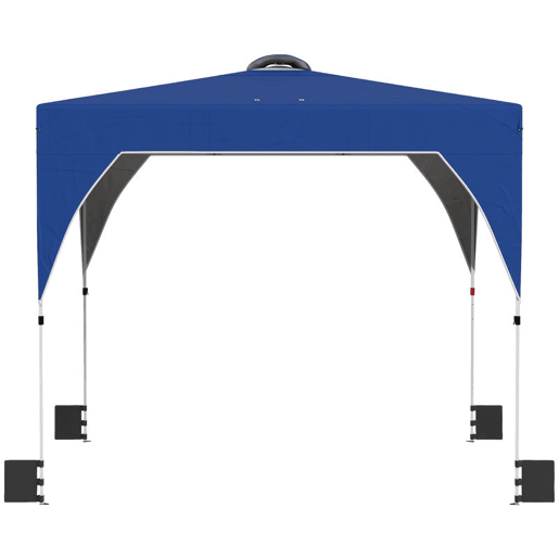 Outsunny Tenda Dobrável 3x3 m Pop-up Tenda de Jardim com Ventilação Superior Bloqueio Central UPF50+ Altura Ajustável 3 Níveis Bolsa de Transporte com Rodas Sacos de Areia Azul