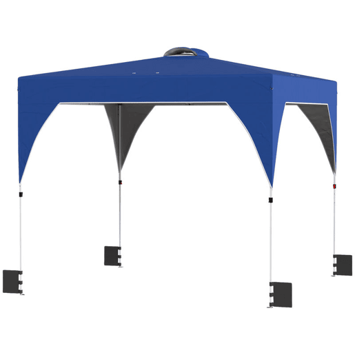 Outsunny Tenda Dobrável 3x3 m Pop-up Tenda de Jardim com Ventilação Superior Bloqueio Central UPF50+ Altura Ajustável 3 Níveis Bolsa de Transporte com Rodas Sacos de Areia Azul