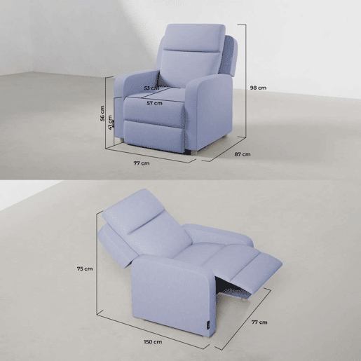 Poltrona Reclinável One Fabric Nalui relax reclinável (77x87x98 cm) Azul