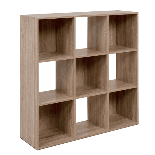 Estante Cubo April 9, Estante Quadrada com 5 Gavetas, Tecido, Sala de Estar, Carvalho Sonoma e Bege, 89x89x28 cm