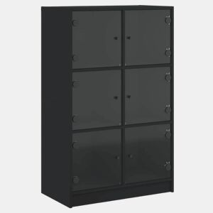 Armário alto - Bufete - Móvel de apoio c portas 68x37x109 cm derivados de madeira preto pt523