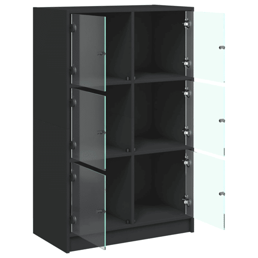 Armário alto - Bufete - Móvel de apoio c portas 68x37x109 cm derivados de madeira preto pt523