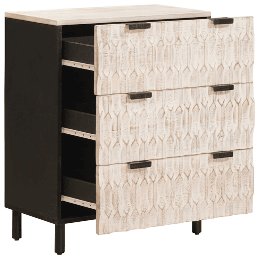 Bufete - Móvei de apoio 2 pcs Acabamento em Wash Branco 60 x 33 x 75 cm pt10
