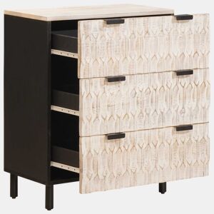 Bufete - Móvei de apoio 2 pcs Acabamento em Wash Branco 60 x 33 x 75 cm pt10